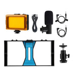 PULUZ 3合1 Vlogging直播LED自拍燈智慧型手機攝影架套件，含麥克風+冷靴三腳架頭，適用iPhone、Galaxy、華為、小米、HTC、LG、Google及其他智慧型手機，3合1，3合1（紅色），3合1（美規）