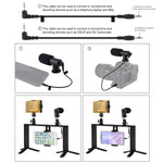 PULUZ 4合1 Vlogging直播LED自拍燈智慧型手機攝影架手持穩定器鋁合金支架套件，含麥克風+三腳架支架+冷靴三腳架頭，鋁合金支架套件