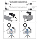 PULUZ 3合1 Vlogging直播智慧型手機攝影架+麥克風+4.7吋12公分環形LED自拍燈套件，含冷靴三腳架頭，適用iPhone、Galaxy、華為、小米、HTC、LG、Google及其他智慧型手機，3合1環形LED