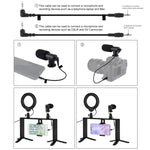 PULUZ 4合1 Vlogging直播4.7吋12公分環形LED自拍燈智慧型手機攝影架手持穩定器鋁合金支架套件，含麥克風+三腳架支架+冷靴三腳架頭，環形LED鋁合金支架套件