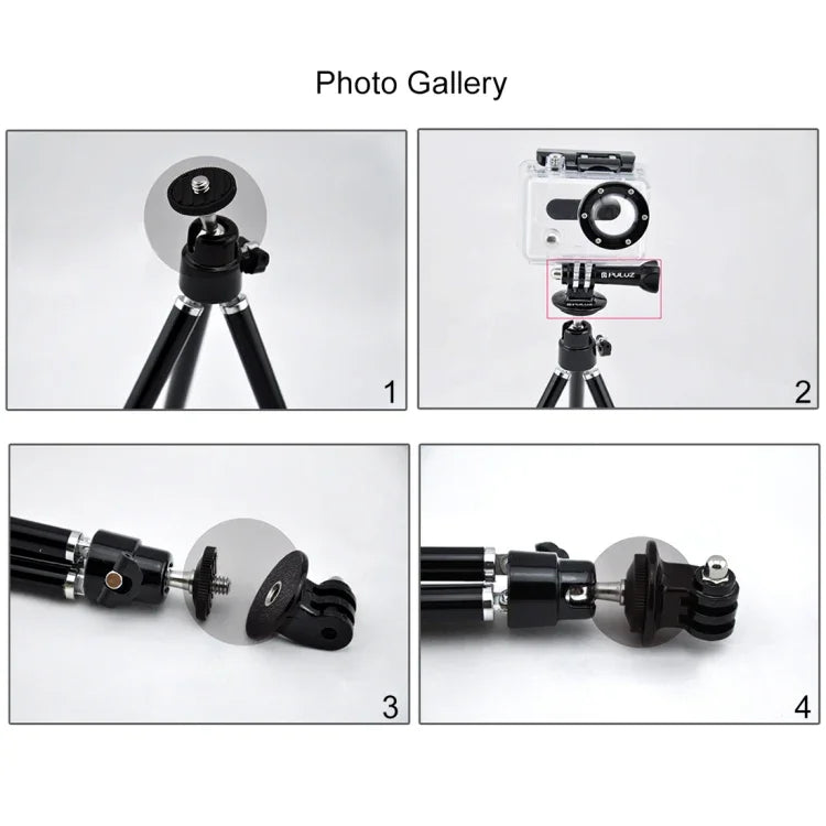 PULUZ 相機三腳架安裝轉接器，適用於PULUZ運動相機 Jaws彈性夾具安裝，適用GoPro、Insta360、DJI及其他運動相機，三腳架安裝（PVC材質）
