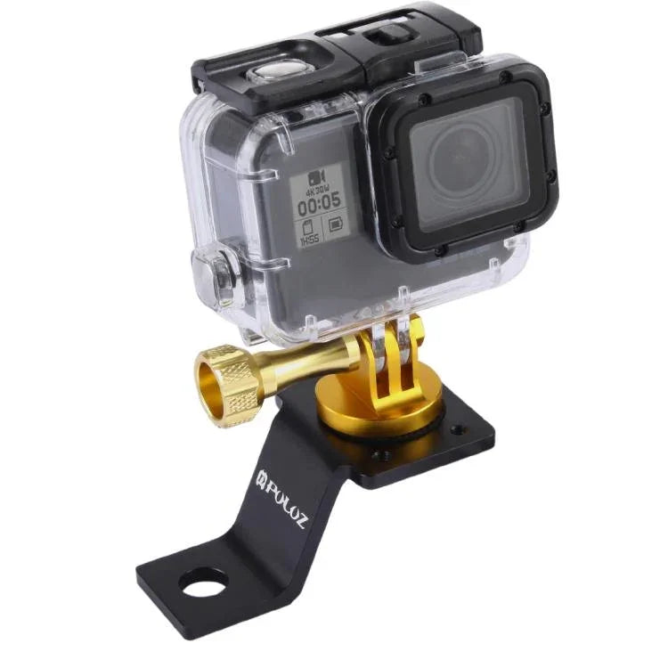 PULUZ 鋁合金機車固定支架，附三腳架轉接頭及螺絲，適用 GoPro、Insta360、DJI 及其他運動相機，固定支架 2（黑色）、固定支架 2（銀色）、固定支架 2（紅色）、固定支架 2（藍色）、固定支架 2（金色）