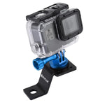 PULUZ 鋁合金機車固定支架，附三腳架轉接頭及螺絲，適用 GoPro、Insta360、DJI 及其他運動相機，固定支架 2（黑色）、固定支架 2（銀色）、固定支架 2（紅色）、固定支架 2（藍色）、固定支架 2（金色）
