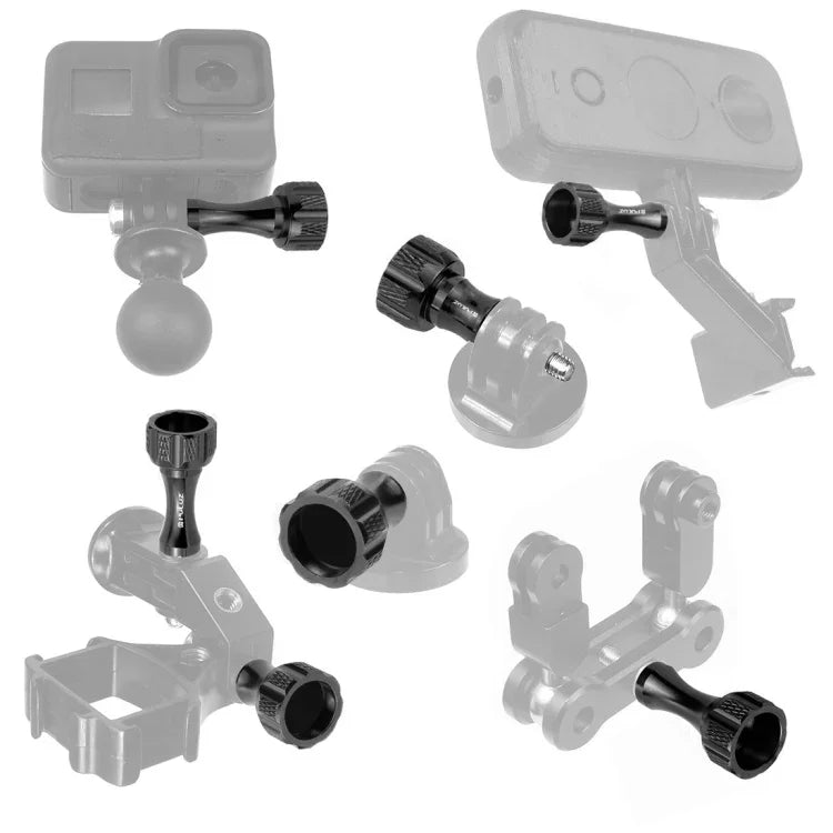 PULUZ CNC 鋁合金拇指旋鈕不鏽鋼螺栓螺母螺絲組，適用於 GoPro、Insta360、DJI 及其他運動相機，2黑色螺絲（鋁合金）、2金色螺絲（鋁合金）、2藍色螺絲（鋁合金）、2紅色螺絲（鋁合金）