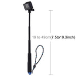 PULUZ 手持伸縮桿獨腳架，適用 GoPro、Insta360、DJI 及其他運動相機，長度：19-49cm，長度：19-49cm