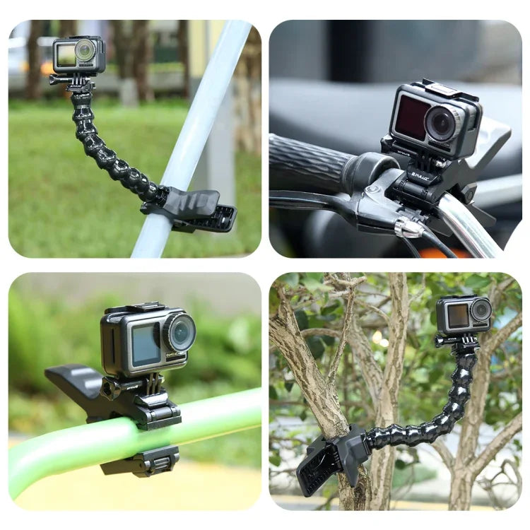 PULUZ 運動相機 Jaws 彈性夾具安裝座，適用於 GoPro、Insta360、DJI 及其他運動相機，Jaws 安裝座