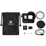 PULUZ CNC 鋁合金保護殼，附保險框架及 52mm UV 鏡片，適用於 GoPro HERO(2018) /7 Black /6 /5，HERO6 /5 拉框，HERO5 拉框