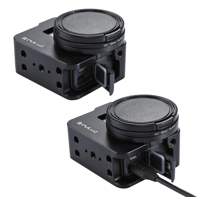 PULUZ CNC 鋁合金保護殼，附保險框架及 52mm UV 鏡片，適用於 GoPro HERO(2018) /7 Black /6 /5，HERO6 /5 拉框，HERO5 拉框