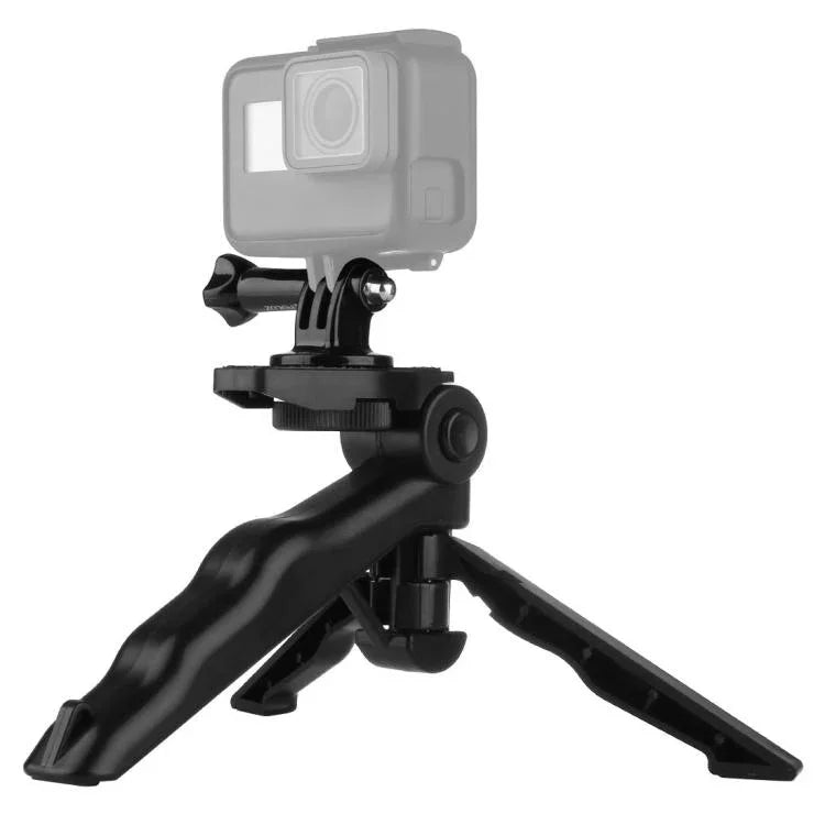 PULUZ 折疊握把三腳架支架，附轉接頭及螺絲，適用於 GoPro、Insta360、DJI 及其他運動相機，最大承重：2kg