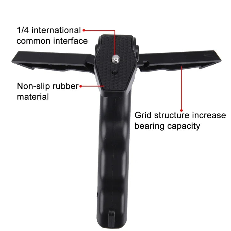 PULUZ 折疊握把三腳架支架，附轉接頭及螺絲，適用於 GoPro、Insta360、DJI 及其他運動相機，最大承重：2kg