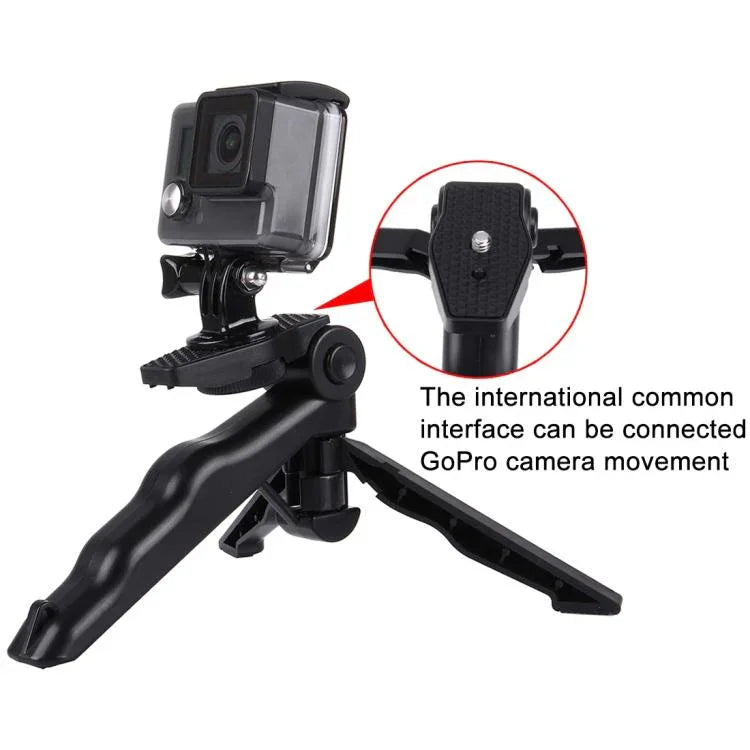 PULUZ 折疊握把三腳架支架，附轉接頭及螺絲，適用於 GoPro、Insta360、DJI 及其他運動相機，最大承重：2kg