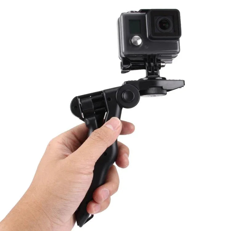 PULUZ 折疊握把三腳架支架，附轉接頭及螺絲，適用於 GoPro、Insta360、DJI 及其他運動相機，最大承重：2kg