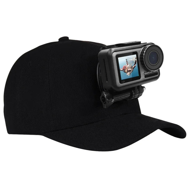 PULUZ 棒球帽附 J 型掛鉤扣座及螺絲，適用於 GoPro、DJI OSMO Action 及其他運動相機，棒球帽黑色、棒球帽紅色、棒球帽深藍色