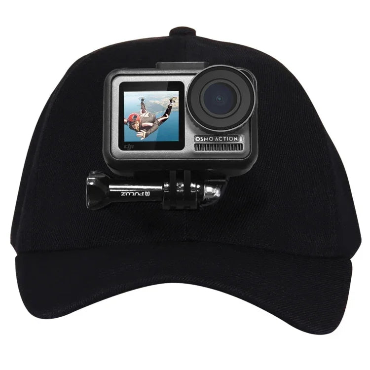 PULUZ 棒球帽附 J 型掛鉤扣座及螺絲，適用於 GoPro、DJI OSMO Action 及其他運動相機，棒球帽黑色、棒球帽紅色、棒球帽深藍色