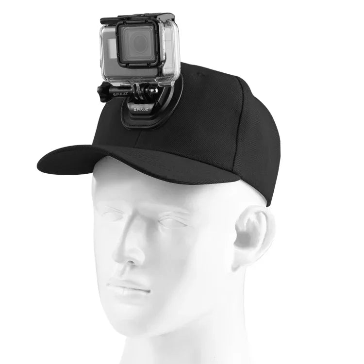 PULUZ 棒球帽附 J 型掛鉤扣座及螺絲，適用於 GoPro、DJI OSMO Action 及其他運動相機，棒球帽黑色、棒球帽紅色、棒球帽深藍色