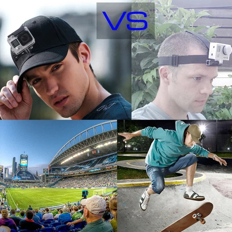 PULUZ 棒球帽附 J 型掛鉤扣座及螺絲，適用於 GoPro、DJI OSMO Action 及其他運動相機，棒球帽黑色、棒球帽紅色、棒球帽深藍色