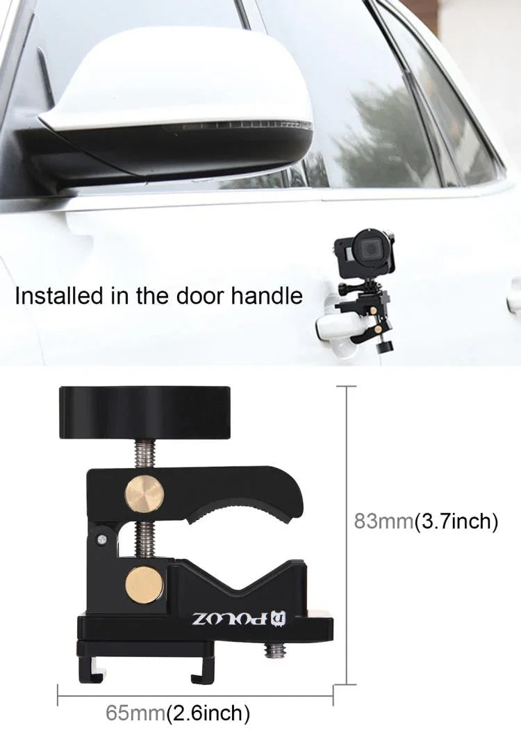 PULUZ 鋁合金通用固定夾，適用於 GoPro、Insta360、DJI 及其他運動相機，固定夾支架