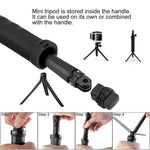 PULUZ 三向握把可折疊三腳架自拍桿延長單腳架，適用 GoPro、Insta360 ONE R、DJI Osmo Action 及其他運動相機，長度：20-58cm