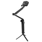 PULUZ 三向握把可折疊三腳架自拍桿延長單腳架，適用 GoPro、Insta360 ONE R、DJI Osmo Action 及其他運動相機，長度：20-58cm