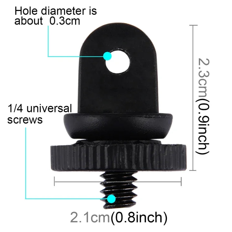 PULUZ 迷你尺寸 1/4 吋螺絲三腳架安裝轉接器，適用 GoPro、Insta360、DJI 及其他運動相機，螺絲孔直徑 3.9mm，轉接器直徑 2.2cm