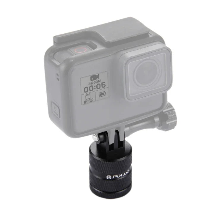 PULUZ 1/4 吋螺絲孔三腳架安裝 CNC 轉接器，適用 GoPro、Insta360、DJI 及其他運動相機，1/4 吋長尺寸