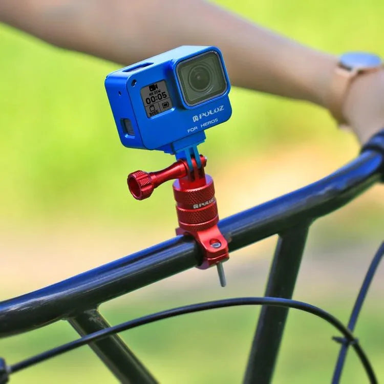 PULUZ 360 度旋轉自行車鋁合金把手轉接座，附螺絲，適用於 GoPro、Insta360、DJI 及其他運動相機，中國庫存（紅色）、中國庫存（藍色）、把手轉接座 1