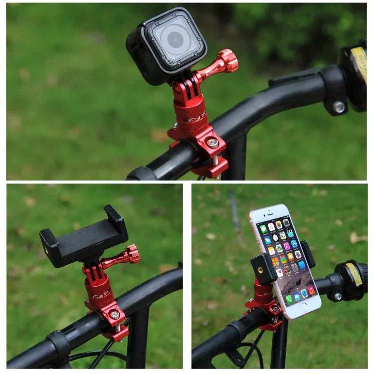 PULUZ 360 度旋轉自行車鋁合金把手轉接座，附螺絲，適用於 GoPro、Insta360、DJI 及其他運動相機，中國庫存（紅色）、中國庫存（藍色）、把手轉接座 1