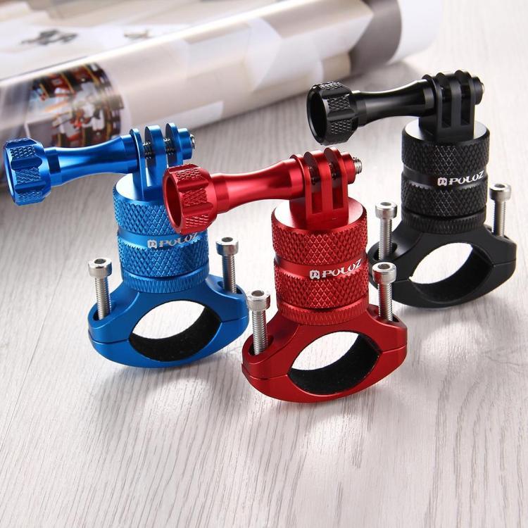 PULUZ 360 度旋轉自行車鋁合金把手轉接座，附螺絲，適用於 GoPro、Insta360、DJI 及其他運動相機，中國庫存（紅色）、中國庫存（藍色）、把手轉接座 1