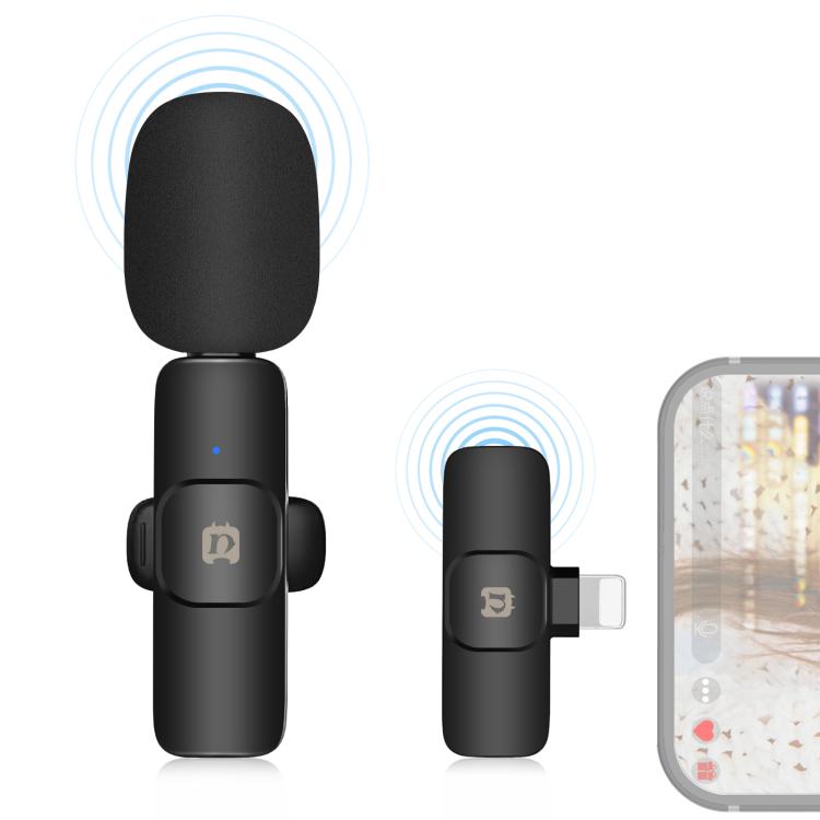 Wireless Lavalier Noise Reduction Reverb Microphone for 8-Pin Device, Support Phone Charging, 8 Pin Wireless Microphone