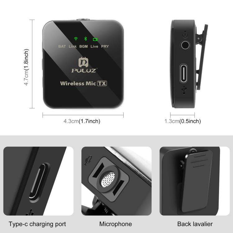 PULUZ 2 發射 + 1 接收無線領夾麥克風，2 發射 + 1 接收