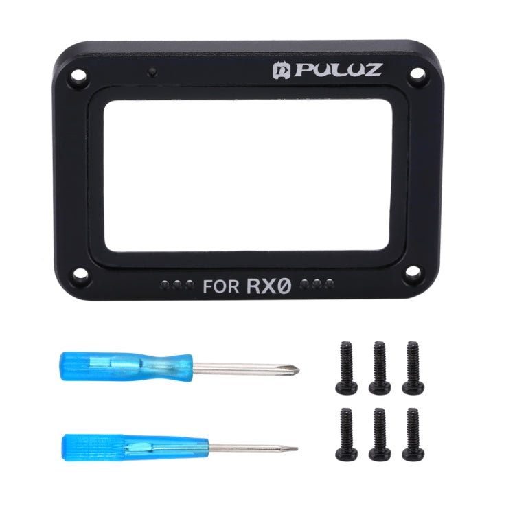 PULUZ 鋁合金火焰+鋼化玻璃鏡頭保護貼，適用 Sony RX0 / RX0 II，附螺絲及螺絲起子，前火焰紅