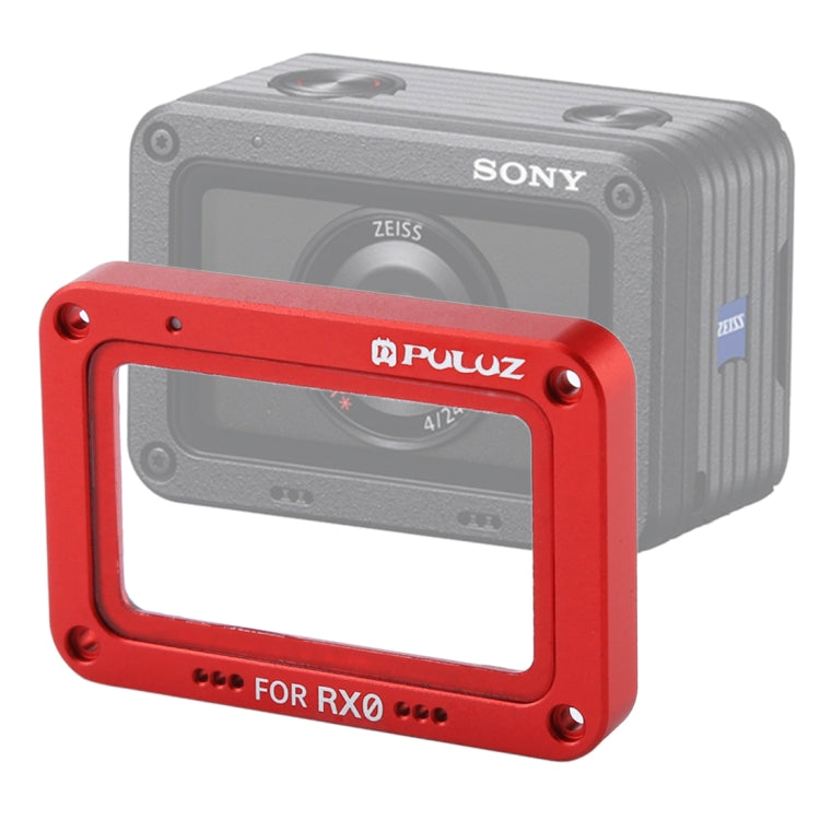 PULUZ 鋁合金火焰+鋼化玻璃鏡頭保護貼，適用 Sony RX0 / RX0 II，附螺絲及螺絲起子，前火焰紅