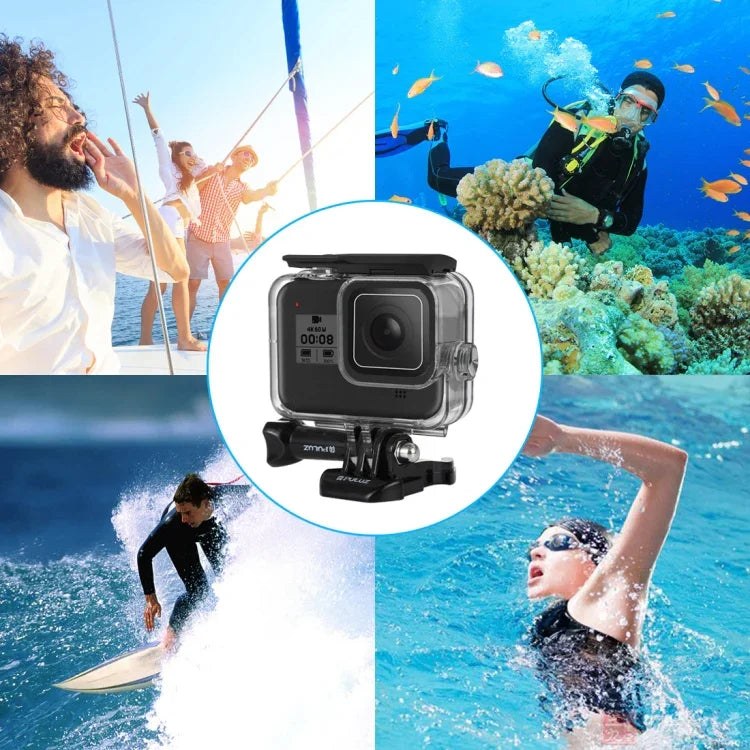 PULUZ 60 米水下深度潛水殼防水相機外殼，適用於 GoPro HERO8 Black，適用於 GoPro HERO8 Black