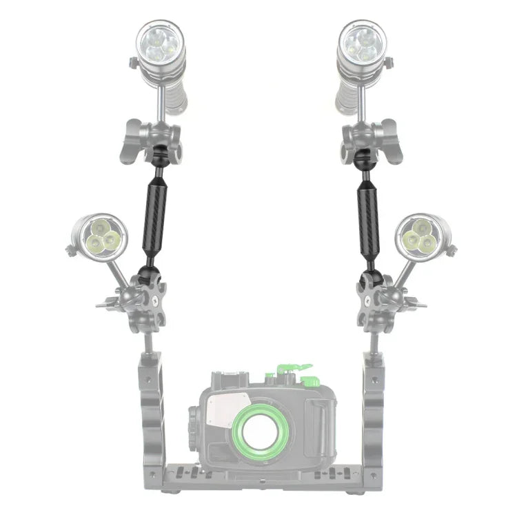 PULUZ 9 吋 23 公分長 20.8mm 直徑雙球碳纖維浮動臂，球徑：25mm，9 吋黑色