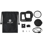 PULUZ 殼體 CNC 鋁合金保護籠，帶保險框架及 52mm UV 鏡頭，適用於 GoPro HERO8 Black，適用於 HERO8 Black 帶框架