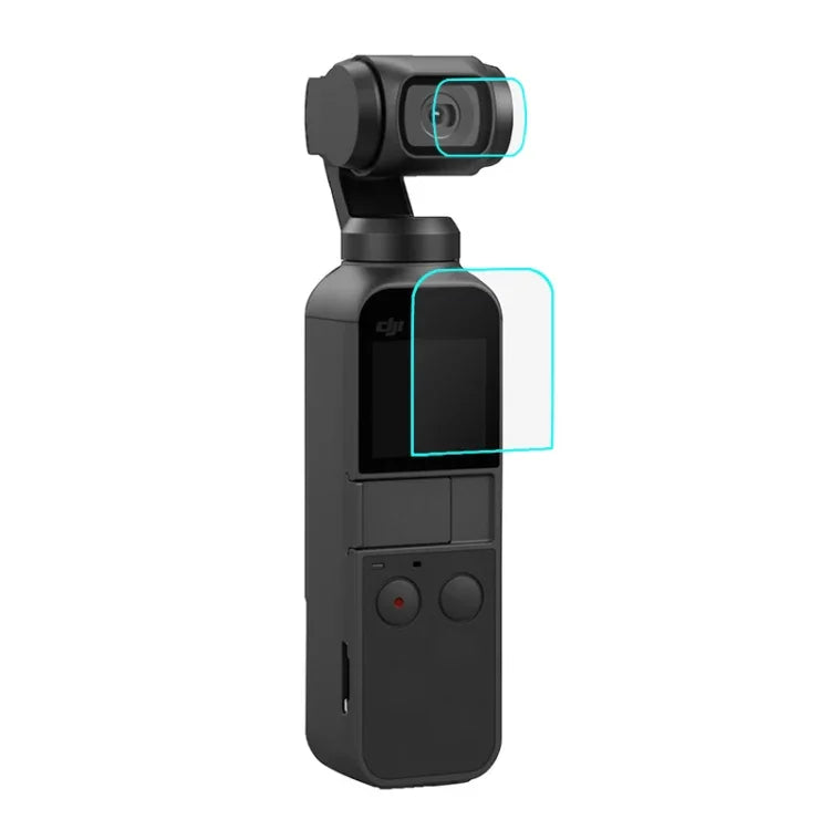 PULUZ 9H 2.5D 高清鋼化玻璃鏡頭保護貼 + 螢幕保護膜，適用於 DJI OSMO Pocket 雲台，適用於 DJI OSMO Pocket