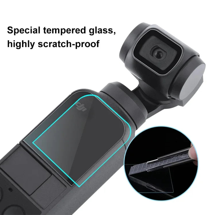 PULUZ 9H 2.5D 高清鋼化玻璃鏡頭保護貼 + 螢幕保護膜，適用於 DJI OSMO Pocket 雲台，適用於 DJI OSMO Pocket