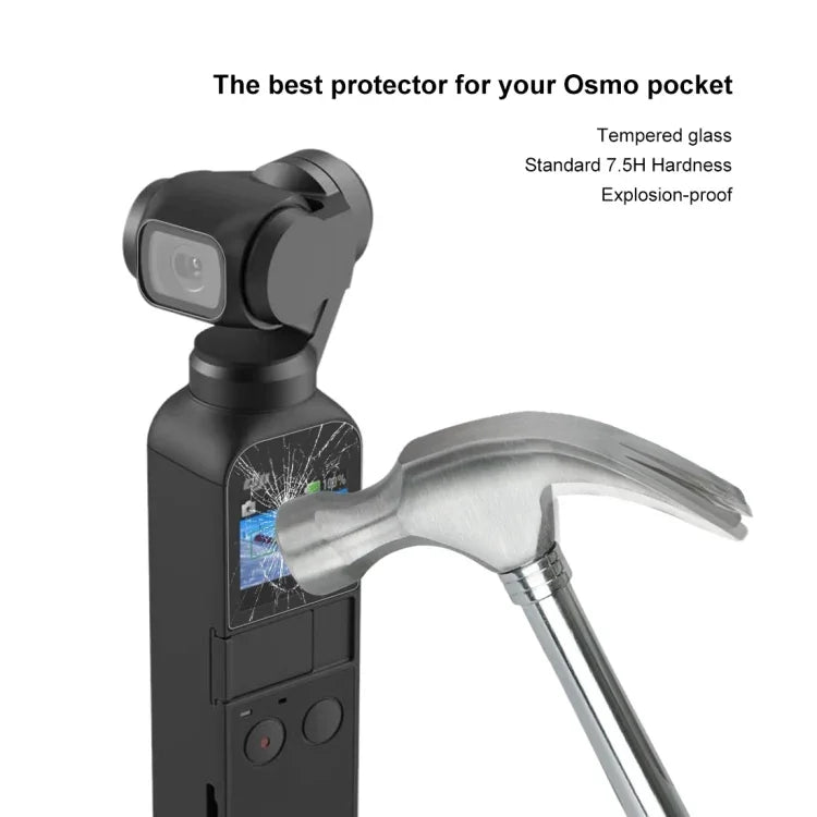PULUZ 9H 2.5D 高清鋼化玻璃鏡頭保護貼 + 螢幕保護膜，適用於 DJI OSMO Pocket 雲台，適用於 DJI OSMO Pocket