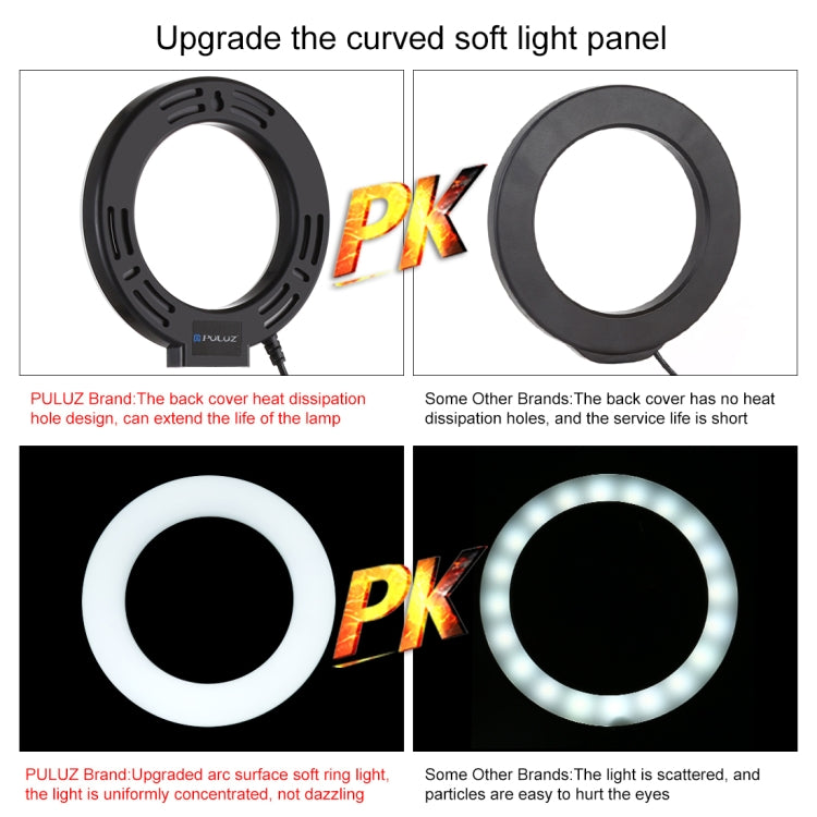 PULUZ 4.7英寸12cm USB三模式可調光LED環形自拍美顏直播攝影視頻燈帶三腳架球頭，4.7英寸帶球頭
