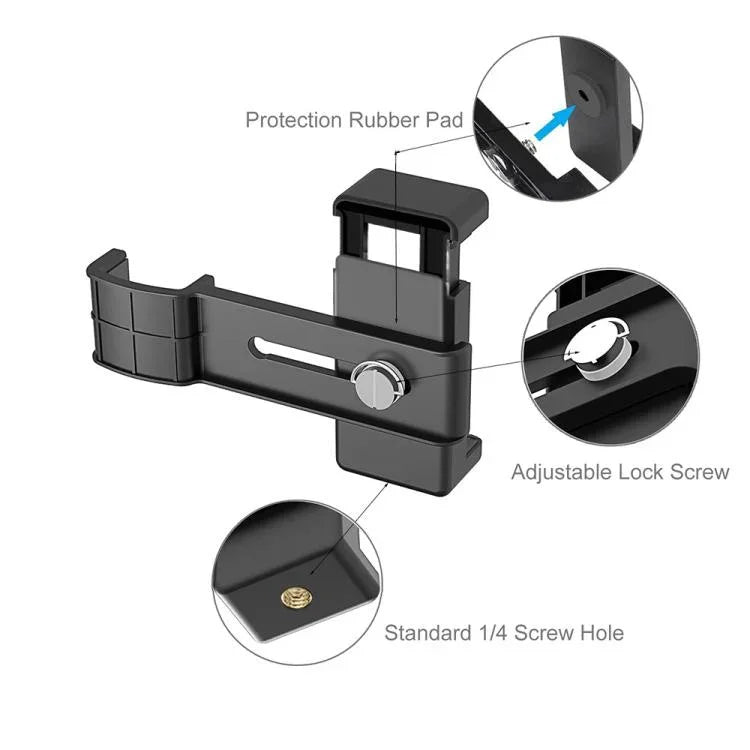 PULUZ 智慧型手機固定夾 1/4 吋支架 適用於 DJI OSMO Pocket / Pocket 2, 固定夾