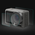 PULUZ 鏡頭 + 前後 LCD 顯示屏 9H 2.5D 鋼化玻璃膜，適用於 DJI Osmo Action，適用於 DJI Osmo Action