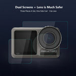 PULUZ 鏡頭 + 前後 LCD 顯示屏 9H 2.5D 鋼化玻璃膜，適用於 DJI Osmo Action，適用於 DJI Osmo Action