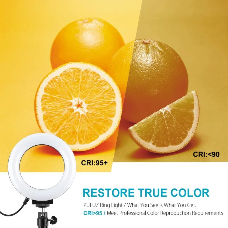 PULUZ Round Base Desktop Holder + 4.7 inch 12cm 3 Modes USB Dimmable LED Ring Vlogging Video Light, Adjustable Height: 15.5cm-25.5cm, Desktop Mount+4.7 inch