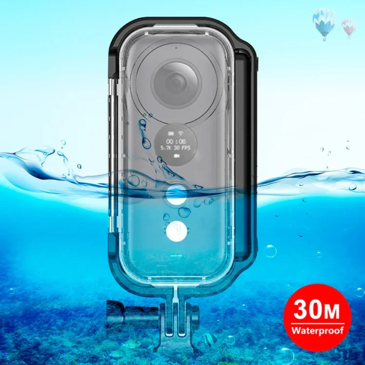 PULUZ 30米水下防水保護殼，適用於 Insta360 ONE X，帶扣環基本安裝座和螺絲，適用於 Insta360 ONE X