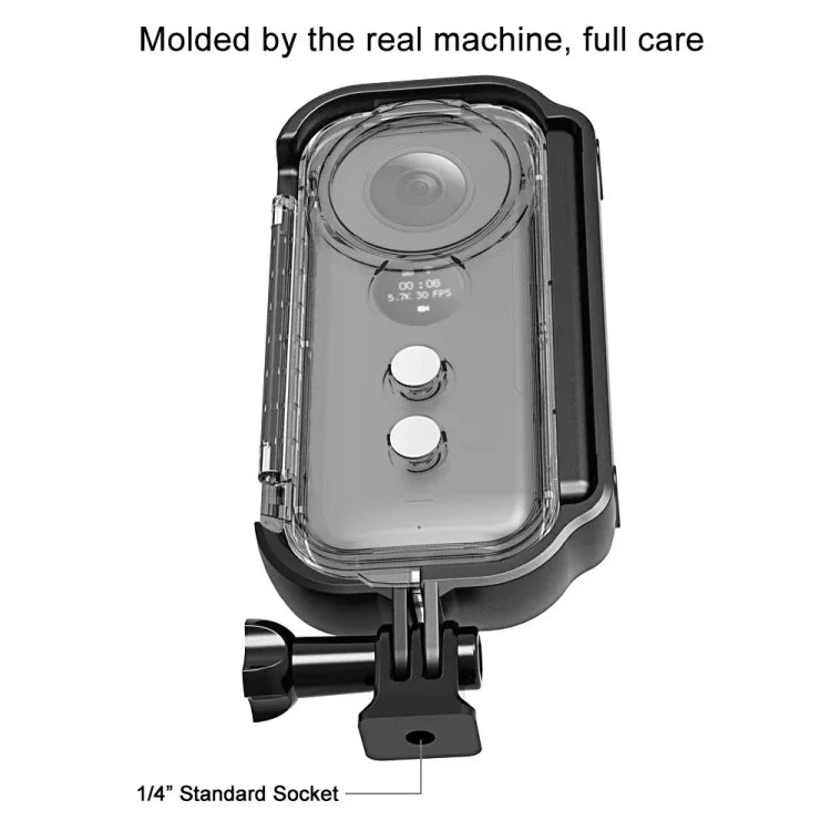 PULUZ 30米水下防水保護殼，適用於 Insta360 ONE X，帶扣環基本安裝座和螺絲，適用於 Insta360 ONE X