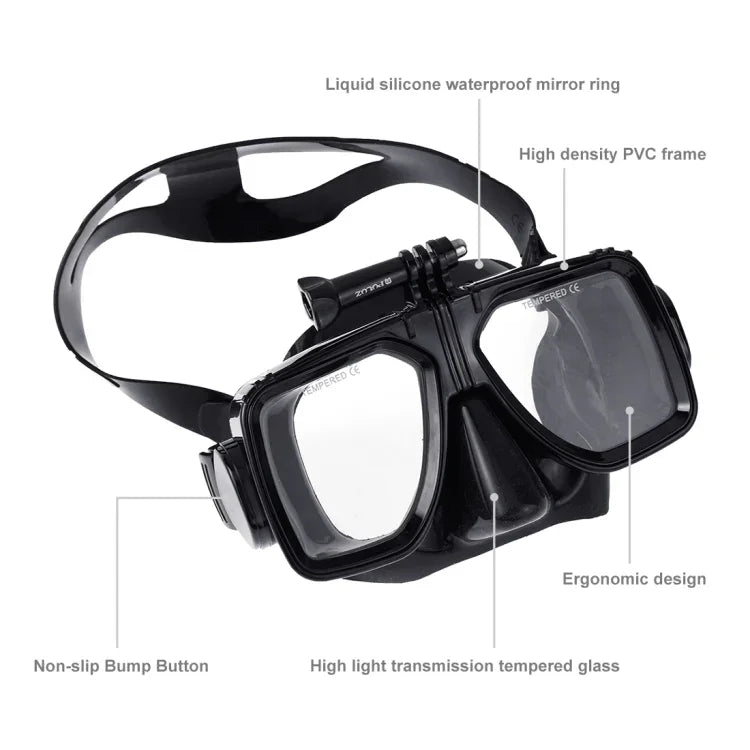 PULUZ 水上運動潛水裝備 潛水面罩 游泳眼鏡，適用於 GoPro、Insta360、DJI 及其他運動相機