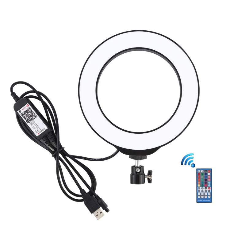 PULUZ 6.2 吋 16cm USB RGBW 可調光 LED 燈環 直播攝影視頻燈，附冷靴三腳架球頭及遙控器，6.2 吋 RGBW / 遙控