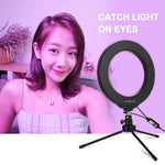 PULUZ 6.2 吋 16cm USB RGBW 可調光 LED 燈環 直播攝影視頻燈，附冷靴三腳架球頭及遙控器，6.2 吋 RGBW / 遙控