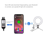 PULUZ 6.2 吋 16cm USB RGBW 可調光 LED 燈環 直播攝影視頻燈，附冷靴三腳架球頭及遙控器，6.2 吋 RGBW / 遙控