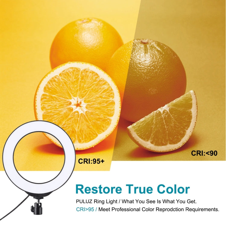 PULUZ 6.2 吋 16cm USB RGBW 可調光 LED 燈環 直播攝影視頻燈，附冷靴三腳架球頭及遙控器，6.2 吋 RGBW / 遙控